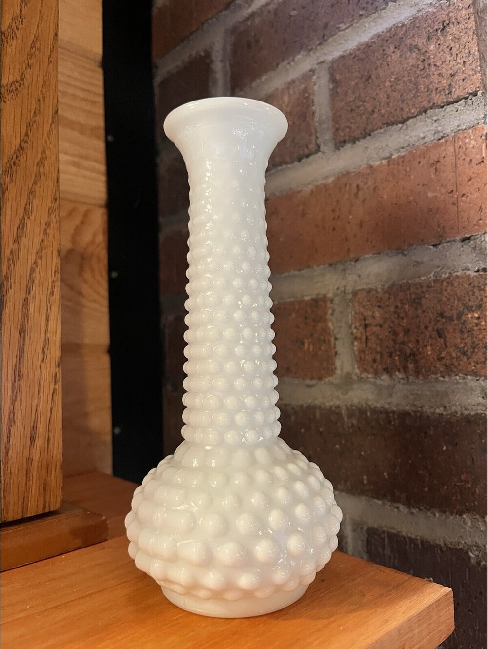 Vintage E.O. Brody Co. White Milk Glass Hobnail Bud Vase 7-3/4” Tall